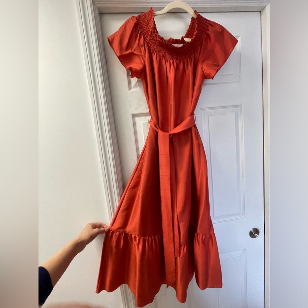 Tory Burch Silk Dupioni Midi Dress XL